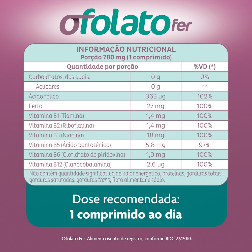 Suplemento Alimentar Ofolato Fer 90 Comprimidos - Drogarias Pacheco